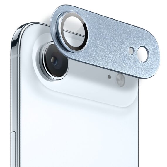 iPhone Air gładka metalowa osłona na cały panel aparatu, wbudowane szkła 9H, jasny niebieski (4)