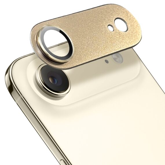 iPhone Air gładka metalowa osłona na cały panel aparatu, wbudowane szkła 9H, złota (1)