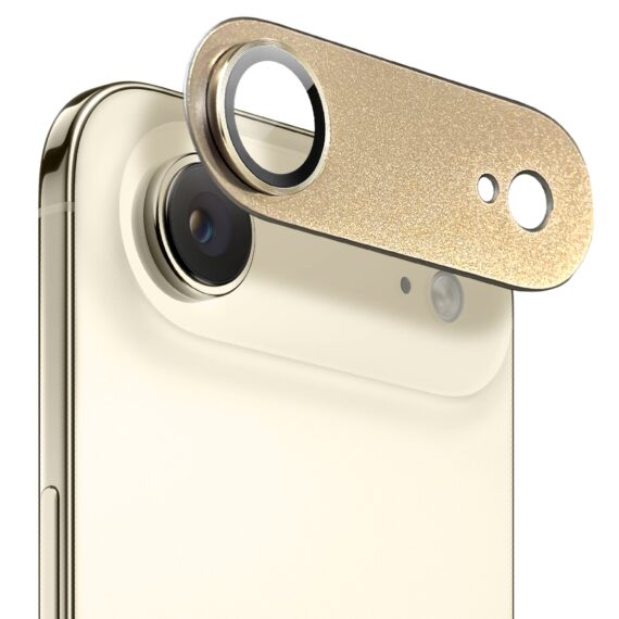 iPhone Air gładka metalowa osłona na cały panel aparatu, wbudowane szkła 9H, złota (4)