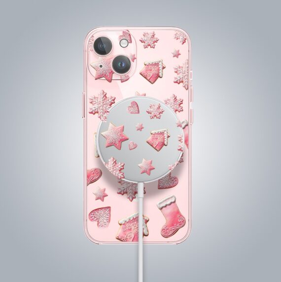 ip 15 kopiaZestaw do iPhone 15: etui, szkło na aparat, ładowarka z osłoną, różowe pierniczki