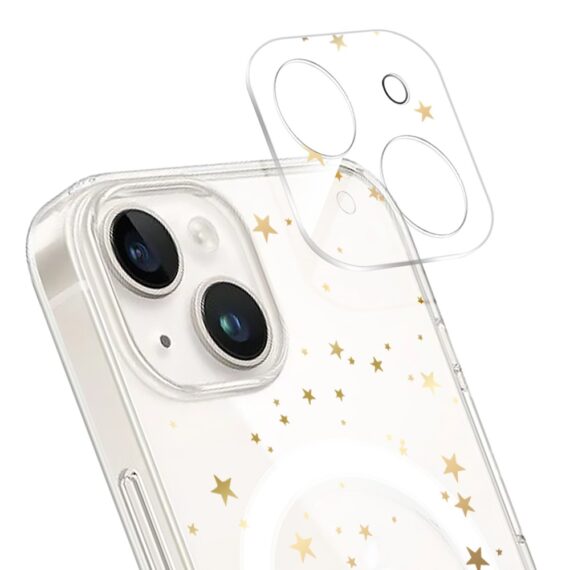 zwykły model-1iPhone 14 pełne szkło hartowane na cały aparat, kamerę, złote gwiazdki