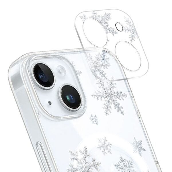 zwykły model-1iPhone 15 pełne szkło hartowane na cały aparat, kamerę, delikatne śnieżynki