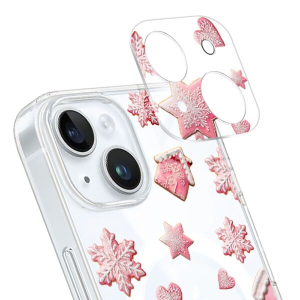 zwykły model-1iPhone 15 pełne szkło hartowane na cały aparat, kamerę, różowe pierniczki