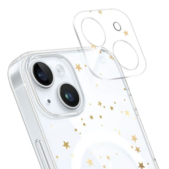 zwykły model-1iPhone 15 pełne szkło hartowane na cały aparat, kamerę, złote gwiazdki