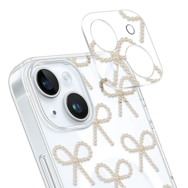 zwykły model-1iPhone 15 pełne szkło hartowane na cały aparat, kamerę, złote kokardki