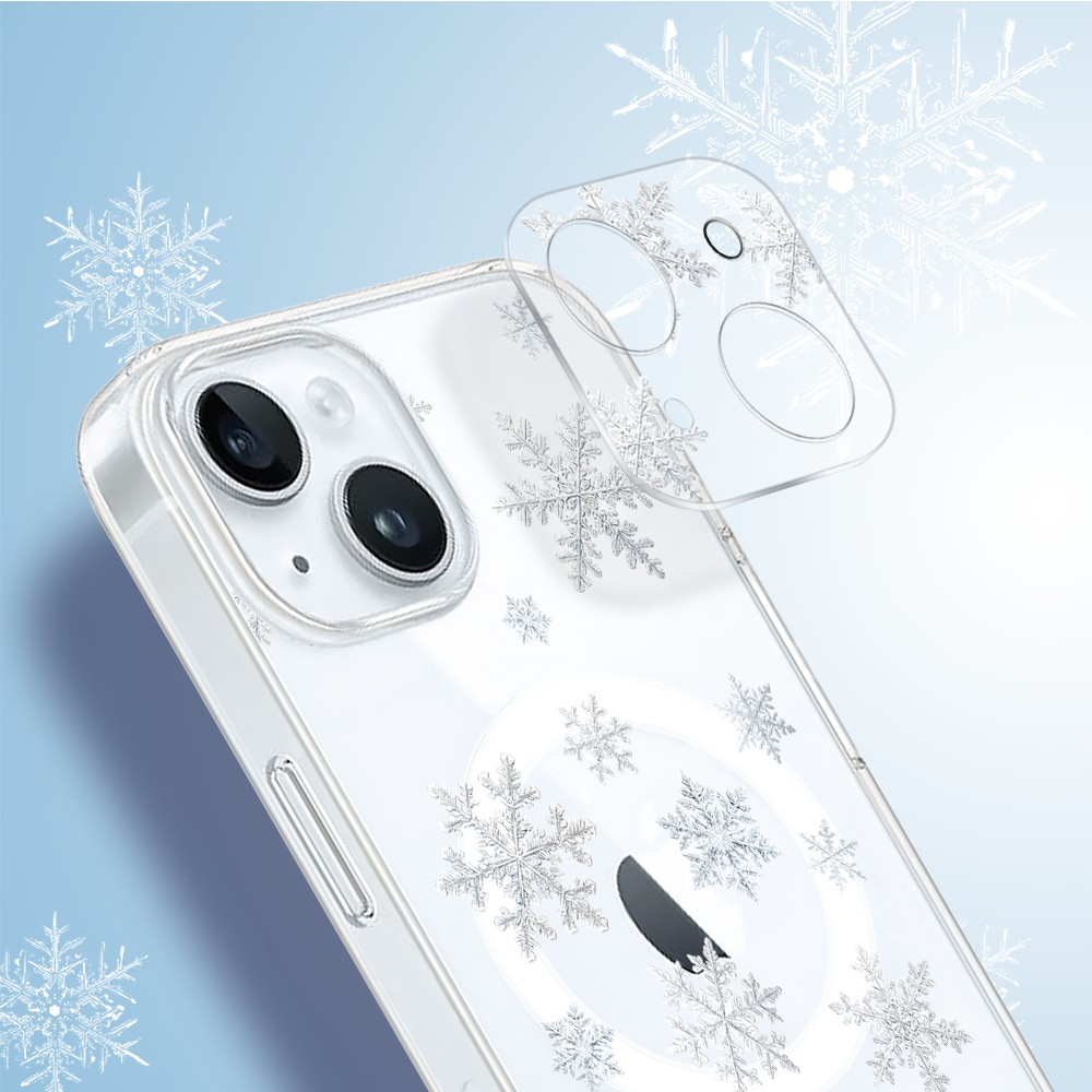 zwykły model-2iPhone 15 pełne szkło hartowane na cały aparat, kamerę, delikatne śnieżynki