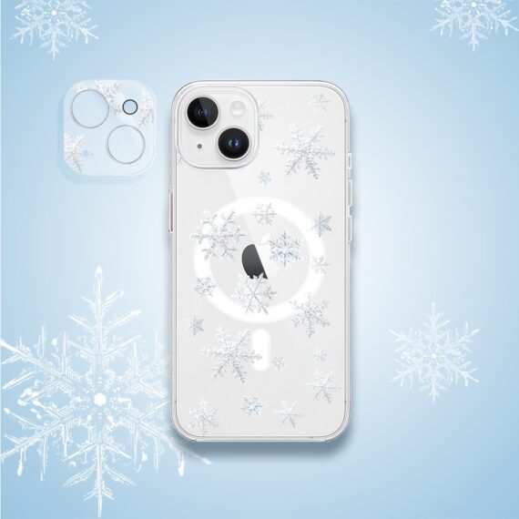 zwykły model-3iPhone 14 pełne szkło hartowane na cały aparat, kamerę, delikatne płatki śniegu