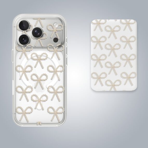 17 proZestaw do iPhone 17 Pro: etui, szkło na aparat, power bank, złote kokardki