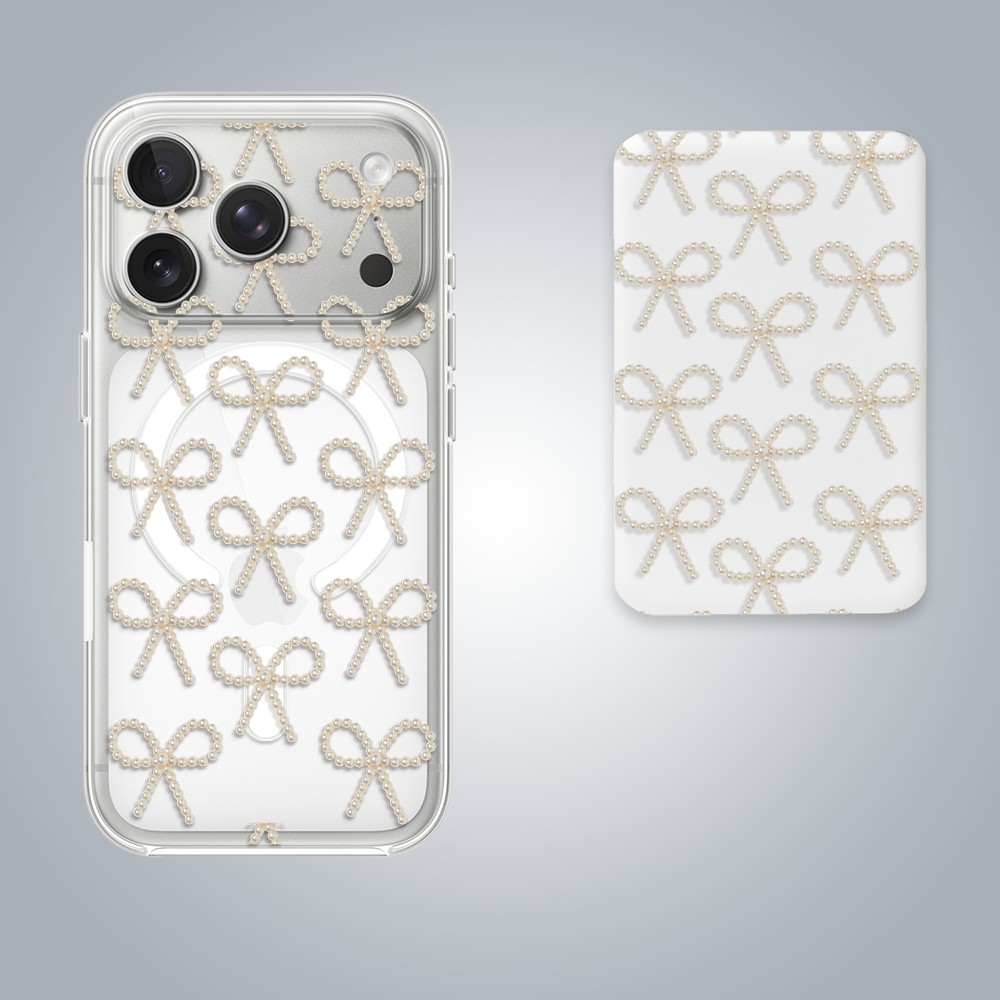 17 proZestaw do iPhone 17 Pro: etui, szkło na aparat, power bank, złote kokardki