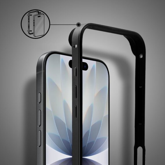 Bumper do iPhone 17, Metal Slim, metalowa ramka ochronna, czarny (5)