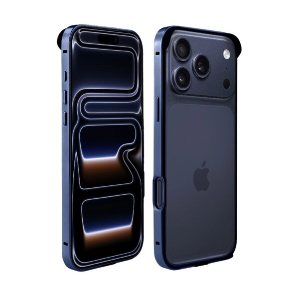 Bumper do iPhone 17 Pro Max, Metal Slim, metalowa ramka ochronna, granatowy