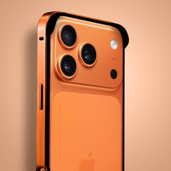 Bumper do iPhone 17 Pro Max, Metal Slim, metalowa ramka ochronna, pomarańczowy (1)