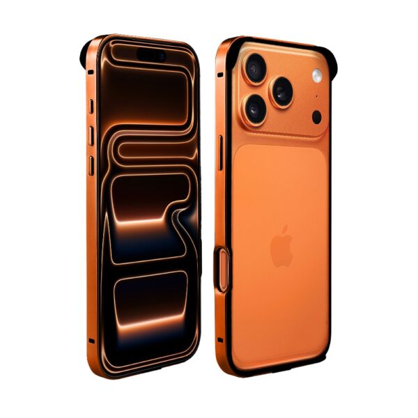 Bumper do iPhone 17 Pro Max, Metal Slim, metalowa ramka ochronna, pomarańczowy