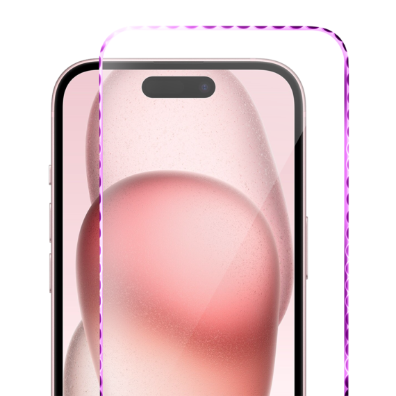 Diamond Cut, twarde szkło z ozdobną diamentową ramką do iPhone 15, różowe (1)