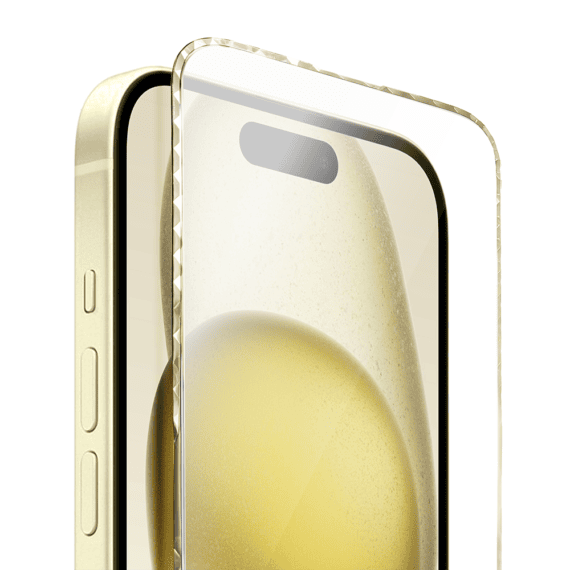 Diamond Cut, twarde szkło z ozdobną diamentową ramką do iPhone 15, złote, nowe (5)