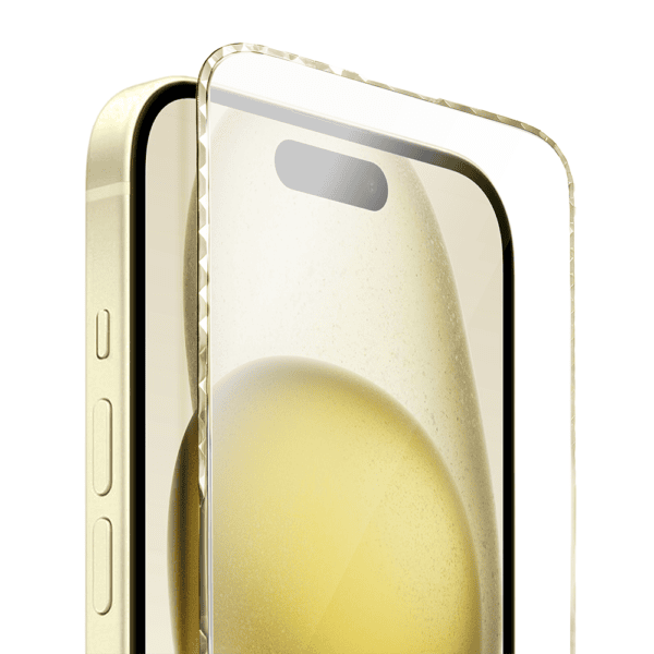 Diamond Cut, twarde szkło z ozdobną diamentową ramką do iPhone 15, złote, nowe (5)