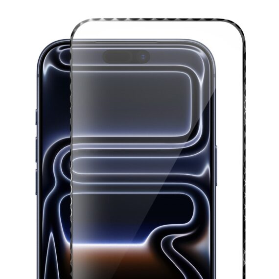 Diamond Cut, twarde szkło z ozdobną diamentową ramką do iPhone 17 Pro Max, czarne (2)