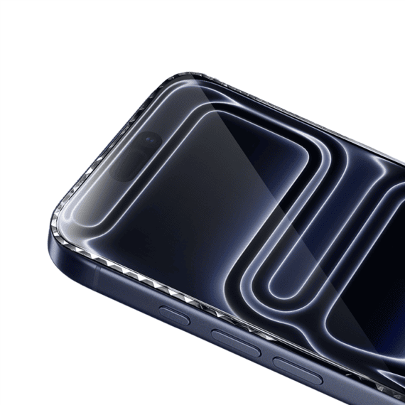 Diamond Cut, twarde szkło z ozdobną diamentową ramką do iPhone 17 Pro Max, czarne nowe (2)