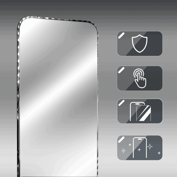 Diamond Cut, twarde szkło z ozdobną diamentową ramką do iPhone 17 Pro Max, czarne nowe (3)