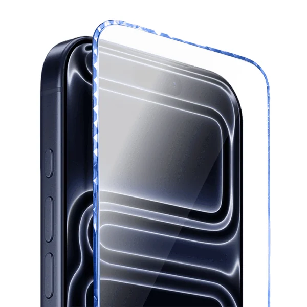 Diamond Cut, twarde szkło z ozdobną diamentową ramką do iPhone 17 Pro Max, niebieskie, nowe ( (3)
