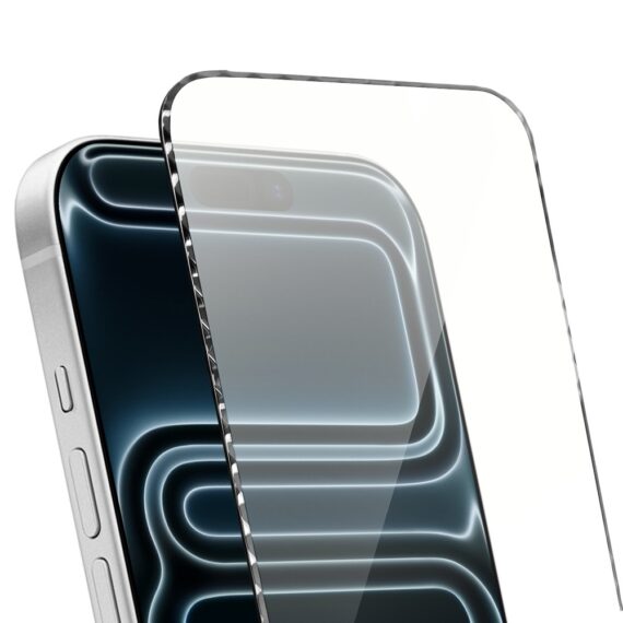 Diamond Cut, twarde szkło z ozdobną diamentową ramką do iPhone 17 Pro Max, srebrne (4)