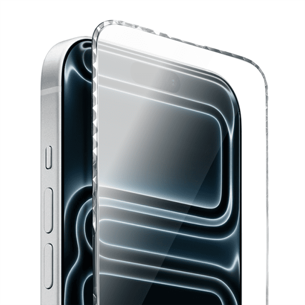 Diamond Cut, twarde szkło z ozdobną diamentową ramką do iPhone 17 Pro Max, srebrne, nowe (4)