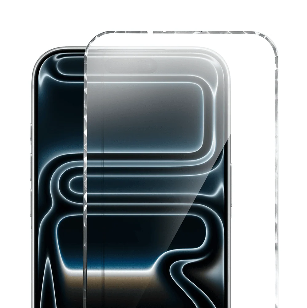 Diamond Cut, twarde szkło z ozdobną diamentową ramką do iPhone 17 Pro Max, srebrne, nowe (5)