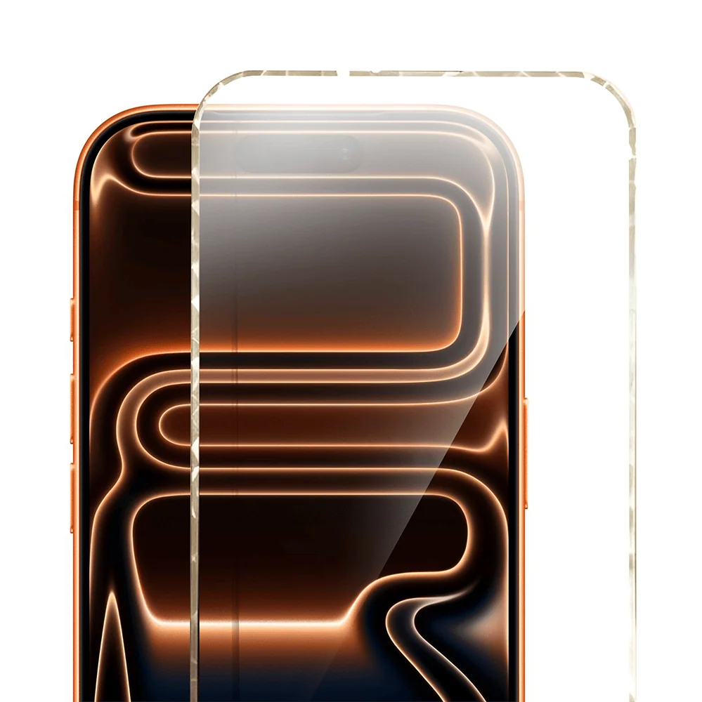 Diamond Cut, twarde szkło z ozdobną diamentową ramką do iPhone 17 Pro Max, złote, nowe (1)