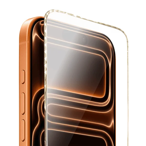 Diamond Cut, twarde szkło z ozdobną diamentową ramką do iPhone 17 Pro Max, złote, nowe (5)