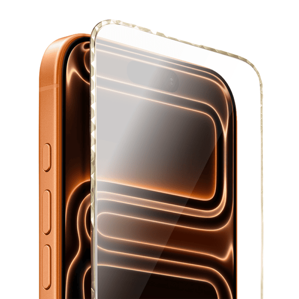 Diamond Cut, twarde szkło z ozdobną diamentową ramką do iPhone 17 Pro Max, złote, nowe (5)