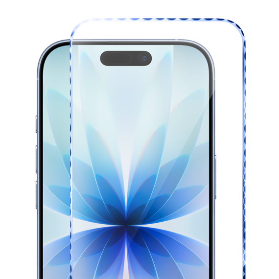 Diamond Cut, twarde szkło z ozdobną diamentową ramką do iPhone 17, niebieskie (1)