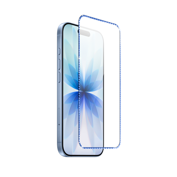 Diamond Cut, twarde szkło z ozdobną diamentową ramką do iPhone 17, niebieskie (4)