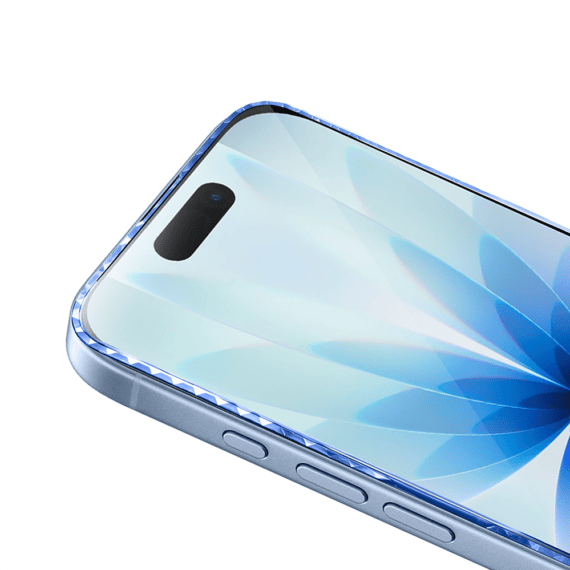 Diamond Cut, twarde szkło z ozdobną diamentową ramką do iPhone 17, niebieskie, nowe (2)