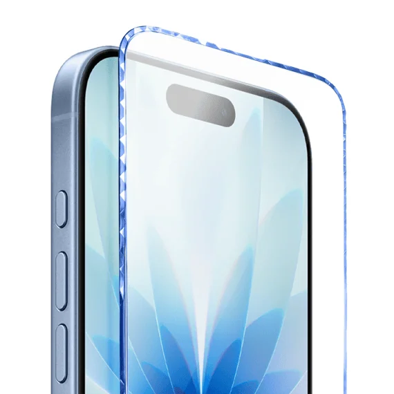 Diamond Cut, twarde szkło z ozdobną diamentową ramką do iPhone 17, niebieskie, nowe (4)