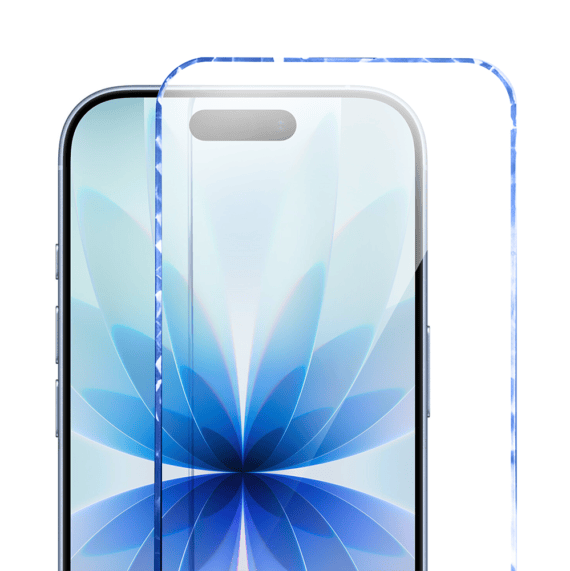 Diamond Cut, twarde szkło z ozdobną diamentową ramką do iPhone 17, niebieskie, nowe (5)