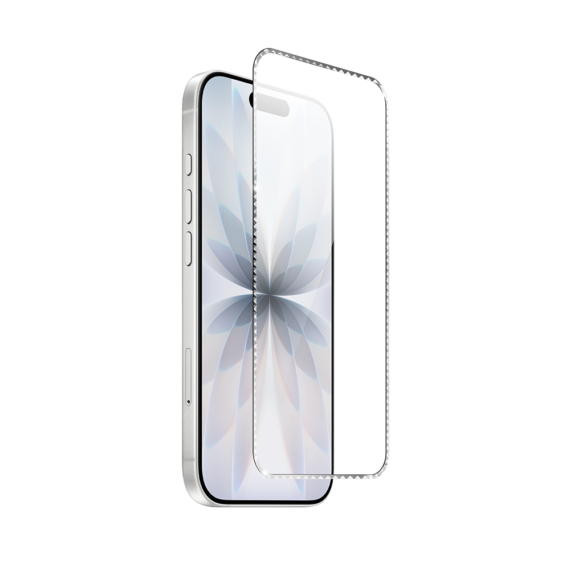Diamond Cut, twarde szkło z ozdobną diamentową ramką do iPhone 17, srebrne (3)