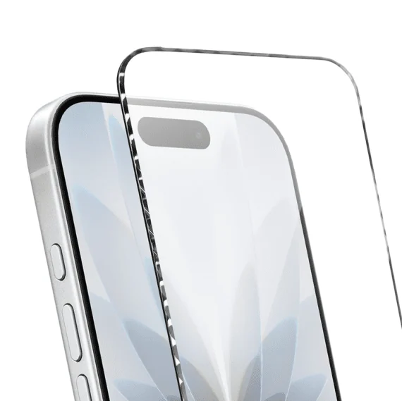 Diamond Cut, twarde szkło z ozdobną diamentową ramką do iPhone 17, srebrne, nowe (2)