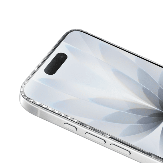 Diamond Cut, twarde szkło z ozdobną diamentową ramką do iPhone 17, srebrne, nowe (3)