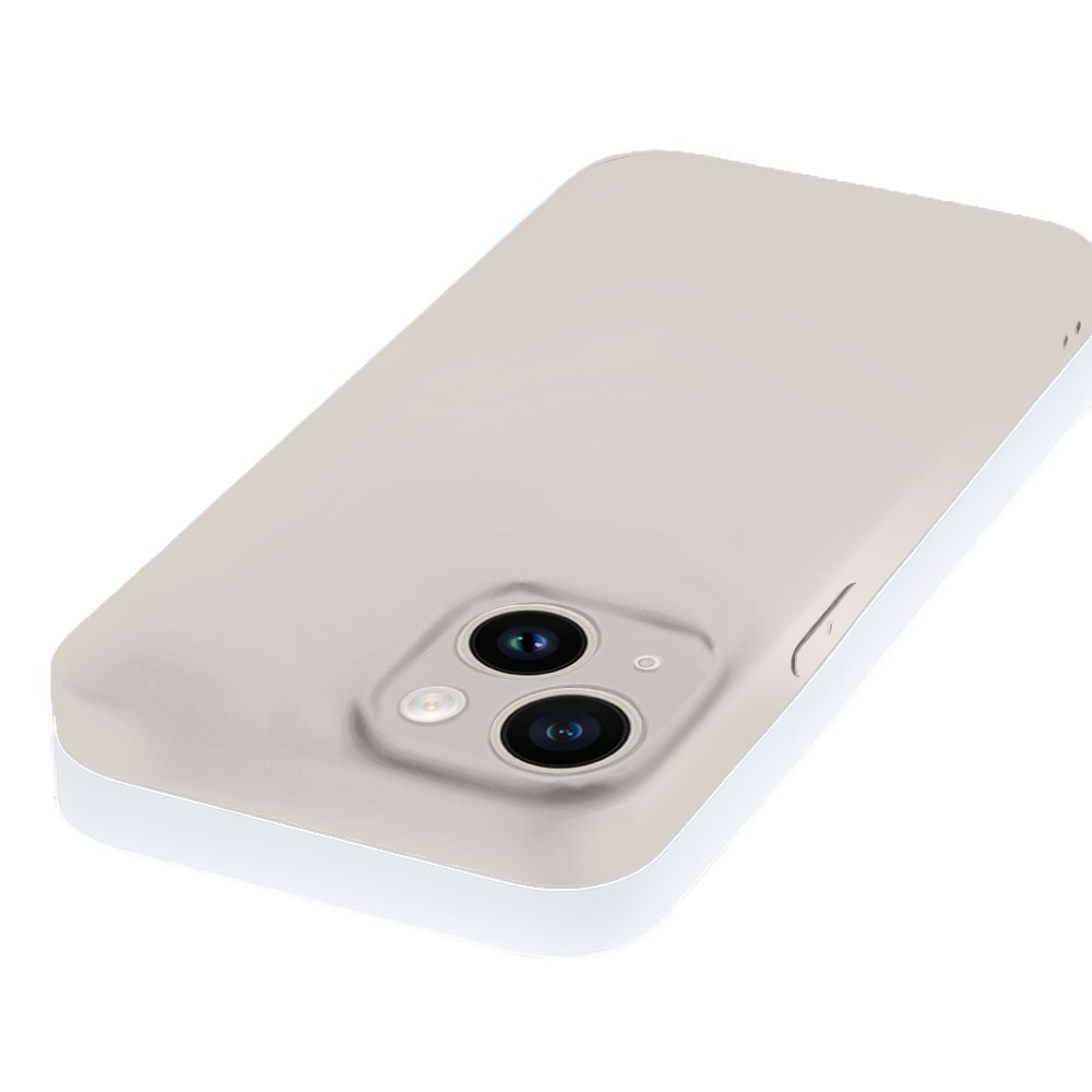 Etui do iPhone 13 silikonowe z mikrofibrą soft touch z osłoną na aparat, kremowe (7)