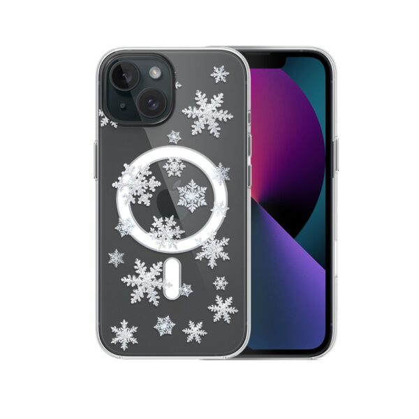 Etui do iPhone 13 z MagSafe, Zimowa Magia, Delikatne płatki śniegu, przeźroczyste2