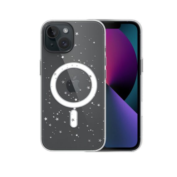 Etui do iPhone 13 z MagSafe, Zimowa Magia, Szampańskie gwiazdki, przeźroczyste2