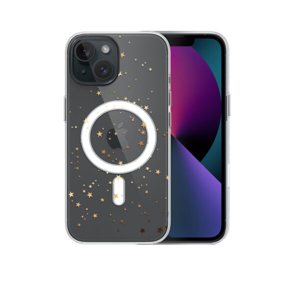 Etui do iPhone 13 z MagSafe, Zimowa Magia, Złote gwiazdki, przeźroczyste2
