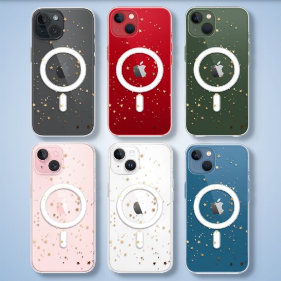 Etui do iPhone 13 z MagSafe, Zimowa Magia, Złote gwiazdki, przeźroczyste5