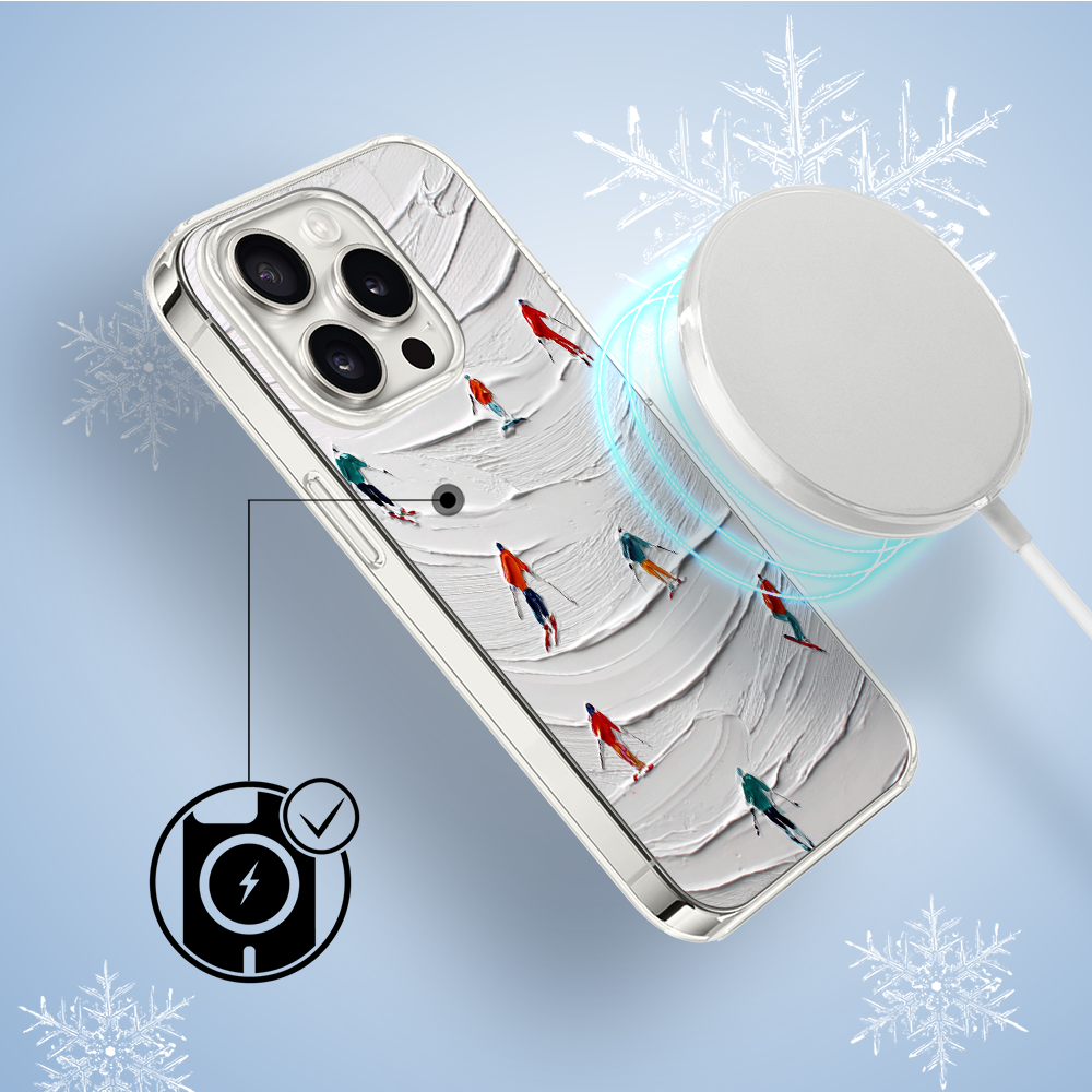 Etui do iPhone 14 Pro z MagSafe, Zimowa Magia, Narciarski obraz3