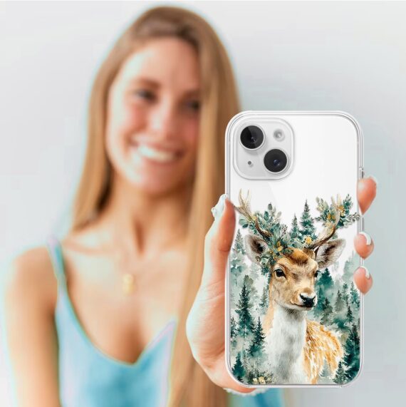 Etui do iPhone 14 z MagSafe, Przytulne święta, Leśny Jelonek, przeźroczyste3