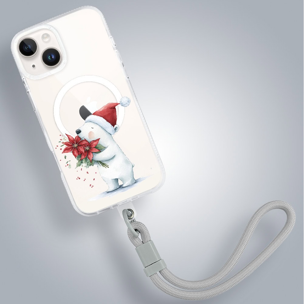 Etui do iPhone 14 z MagSafe, Przytulne święta, Miś świąteczny, przeźroczyste (5)