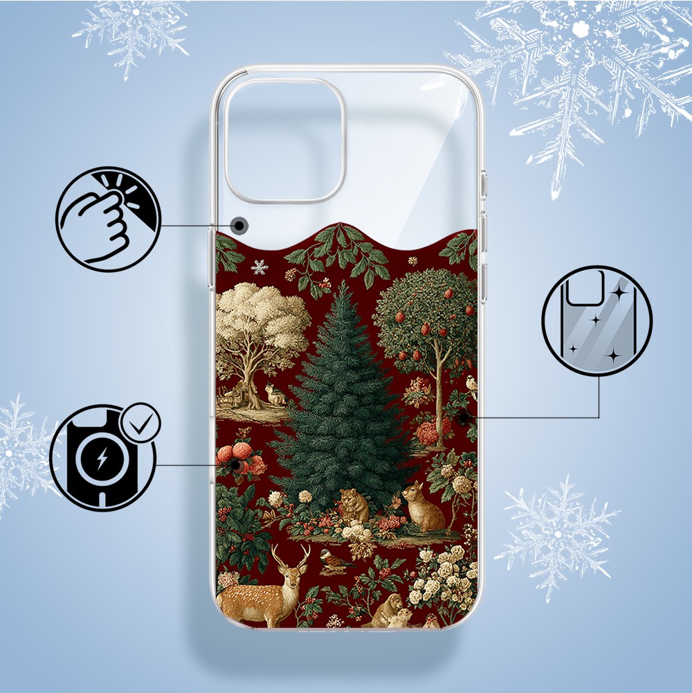 Etui do iPhone 14 z MagSafe, Zimowa Magia, Świąteczny las, przeźroczyste1