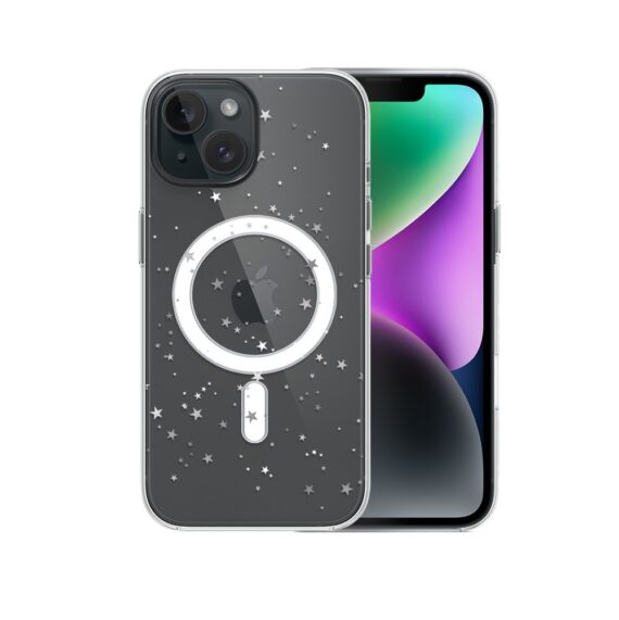 Etui do iPhone 14 z MagSafe, Zimowa Magia, Szampańskie gwiazdki, przeźroczyste2