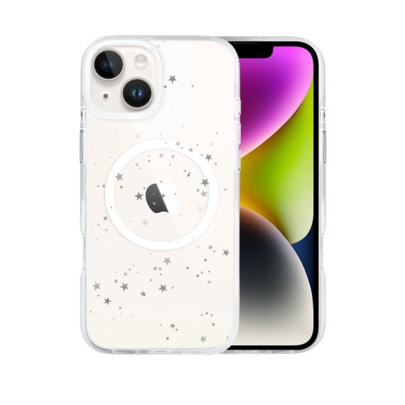 Etui do iPhone 14 z MagSafe, srebrne gwiazdki, przeźroczyste (1)