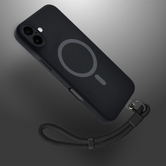 Etui do iPhone 16, silikonowe z MagSafe, mikrofibra soft touch z osłoną na aparat, czarne1